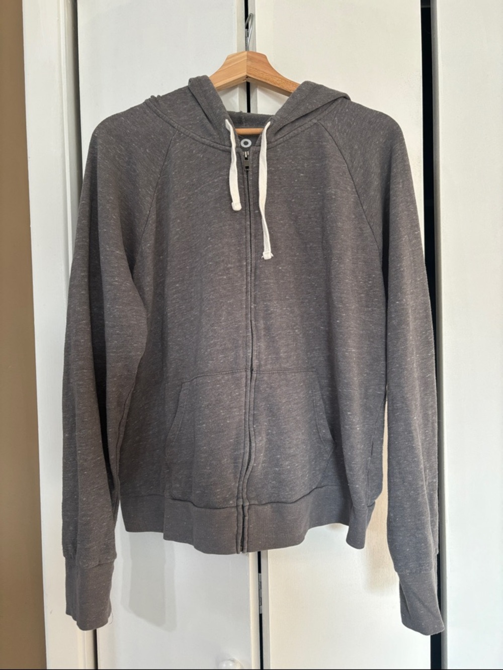 SO lightweight Charcoal Zip-Up Hoodie with White Drawcords